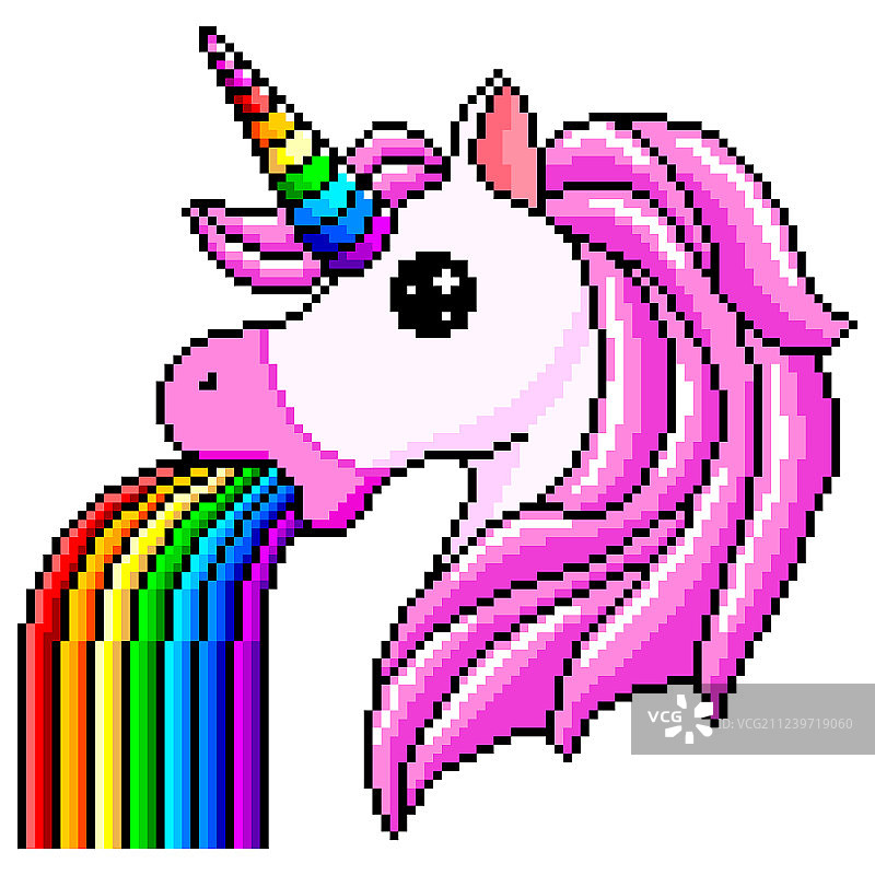 像素风格独角兽彩虹图片素材