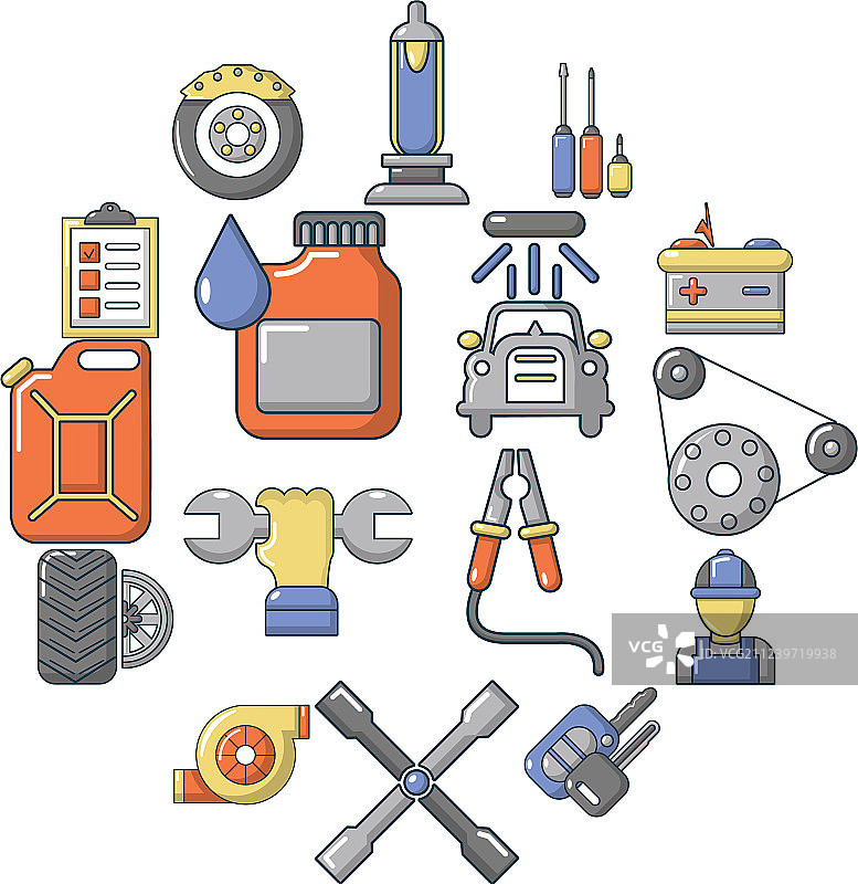 汽车维修图标卡通风格图片素材