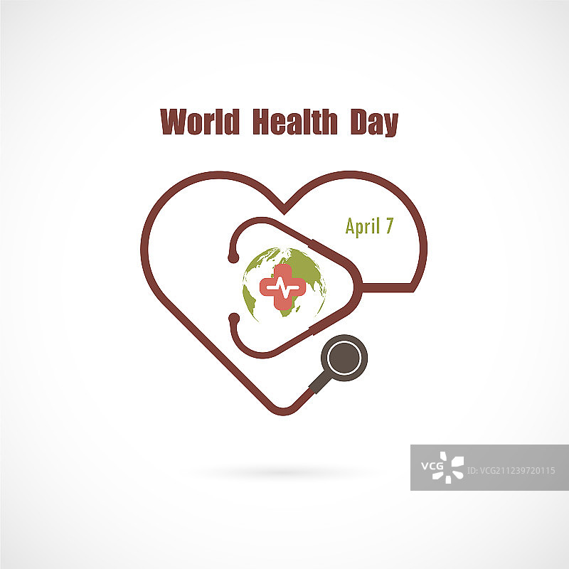 地球仪标志和听诊器logo设计图片素材