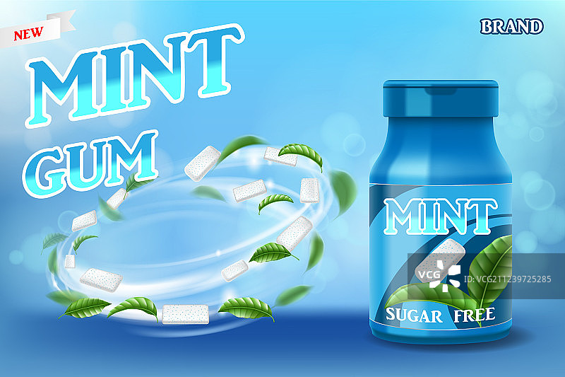 逼真的薄荷口香糖海报广告图片素材
