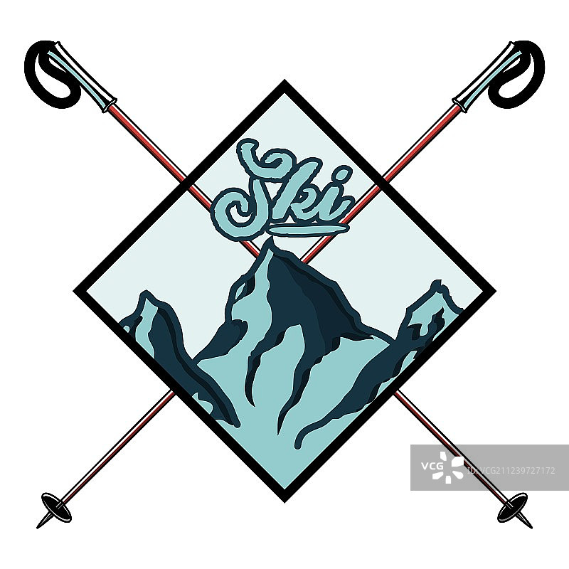 彩色复古滑雪运动标志图片素材