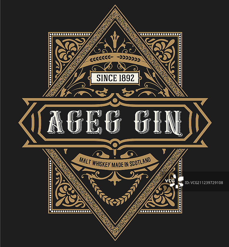 复古风格杜松子酒标签图片素材