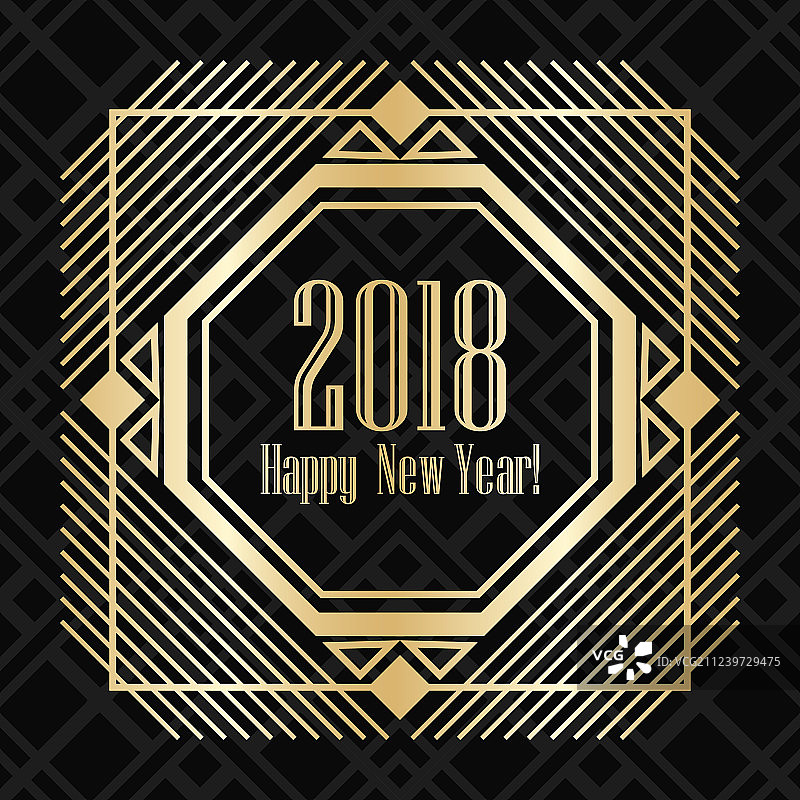 2018年装饰艺术风格新年贺卡图片素材