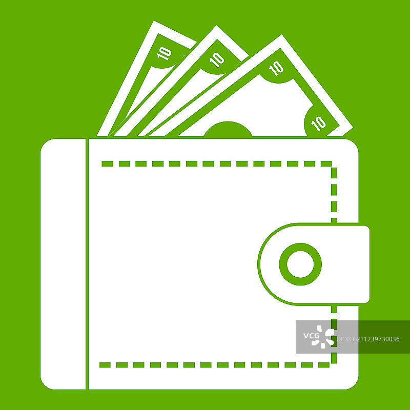 绿色带钱的钱包图标图片素材