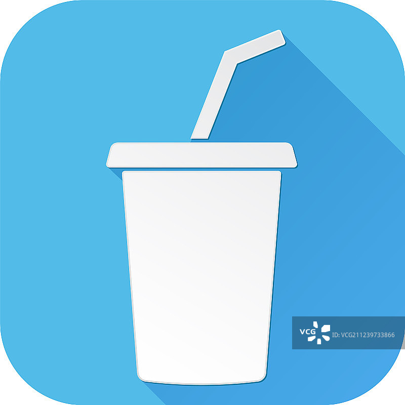 蓝色方块白色吸管饮品标志图片素材