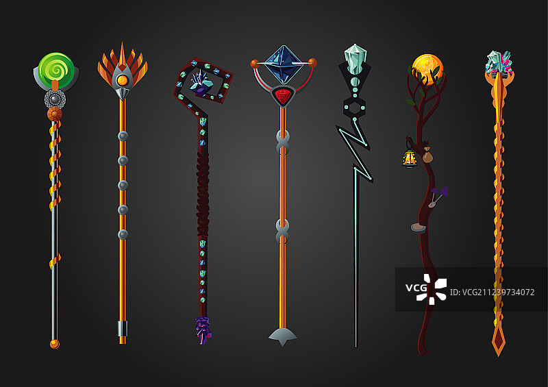 魔杖套装奇幻法杖卡通合集图片素材