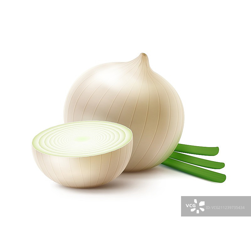 完整、切片的白洋葱和切碎的洋葱图片素材