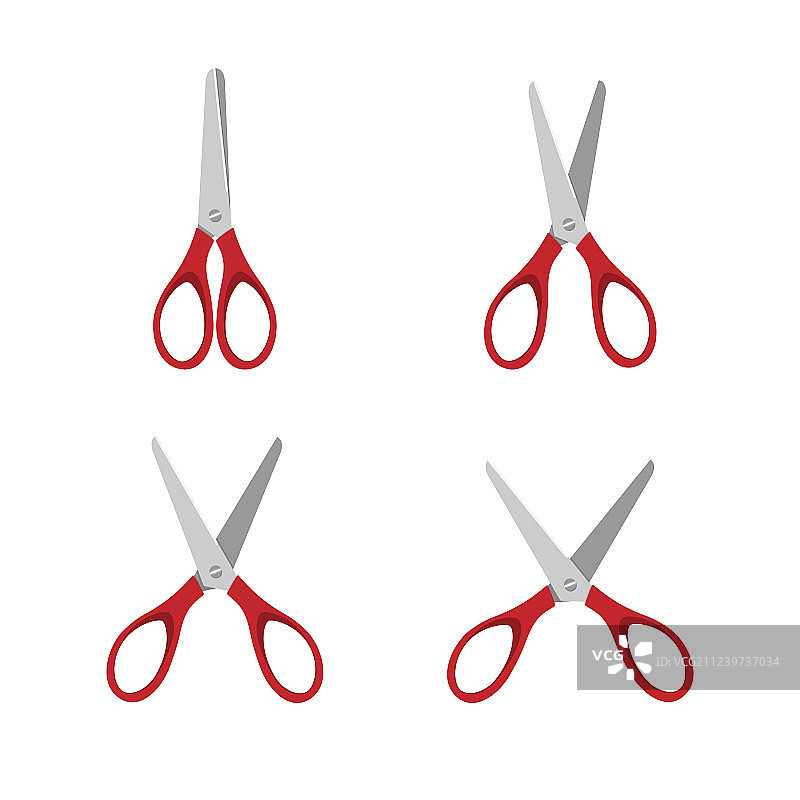 白色背景上的红色剪刀套装图片素材