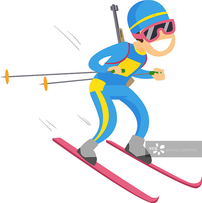 持步枪奔跑的白人冬季两项运动员图片素材