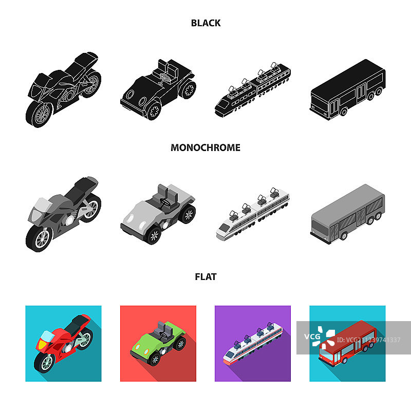 摩托车高尔夫球车火车巴士交通工具合集图片素材