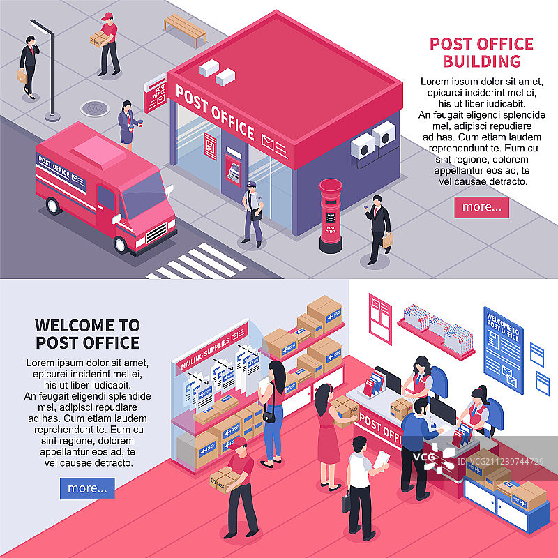 邮局2.5D水平banner图片素材