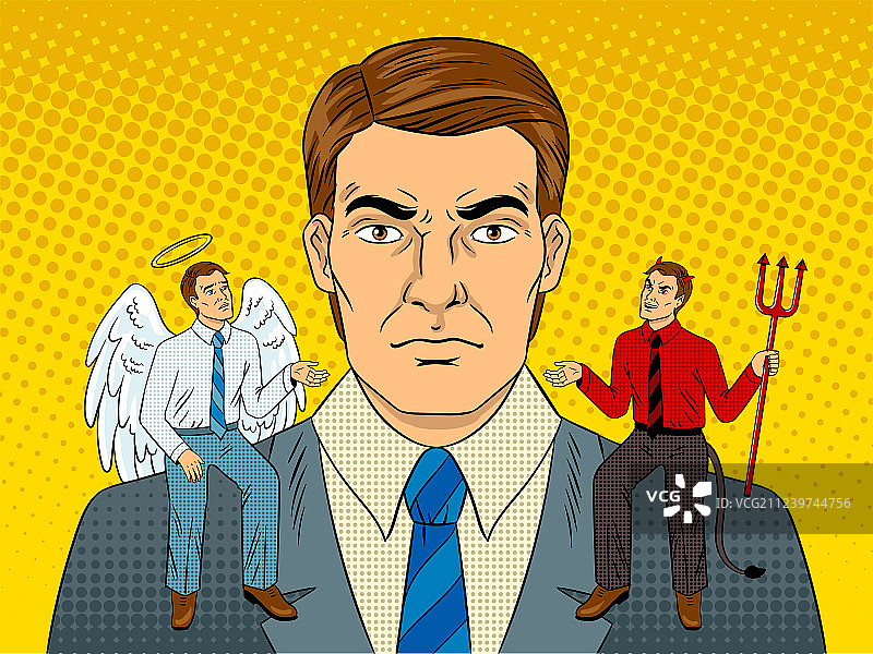 肩膀上的魔鬼和天使波普艺术图片素材