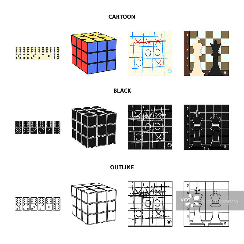 桌面游戏卡通轮廓图标合集图片素材