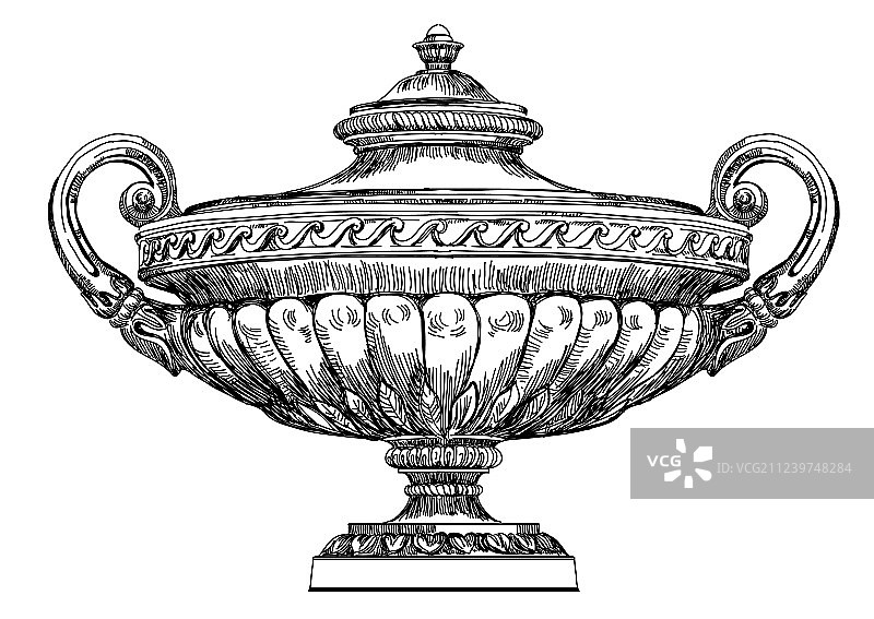 古代花瓶手绘图片素材