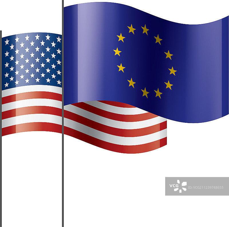 欧盟与美国国旗图片素材