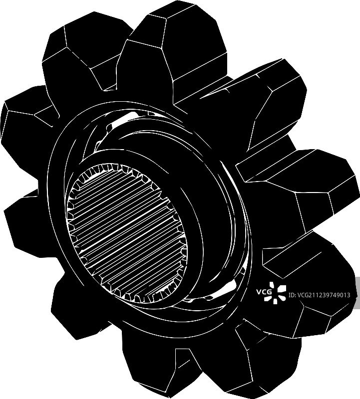 白色背景上的黑色齿轮图片素材