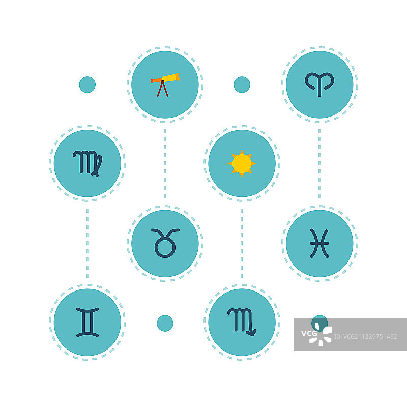带天文符号的扁平风格天文图标套装图片素材