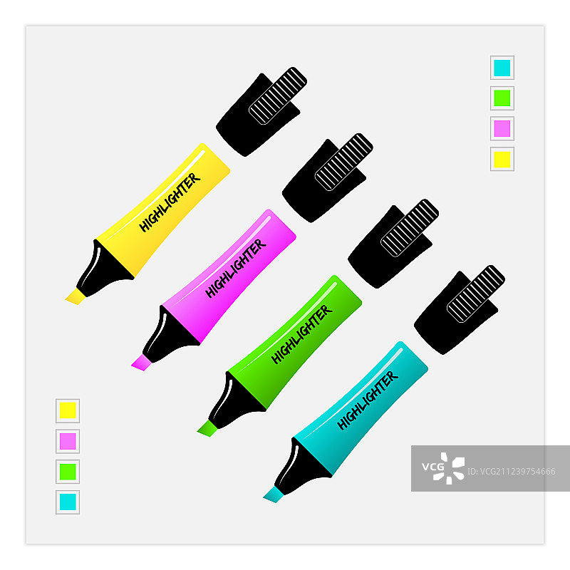 逼真高光永久性马克笔套装图片素材