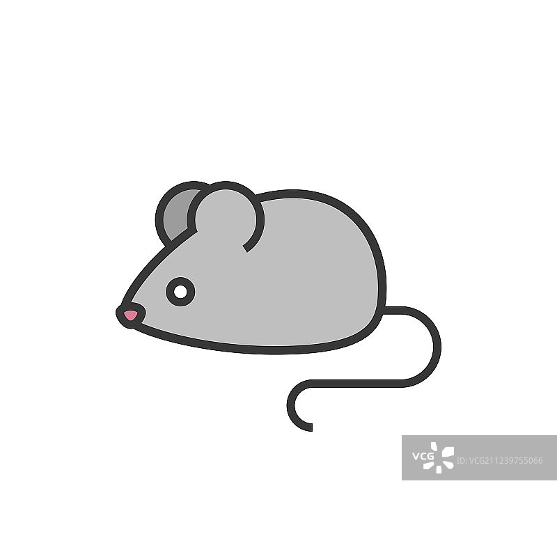 带填充色的老鼠轮廓图标图片素材