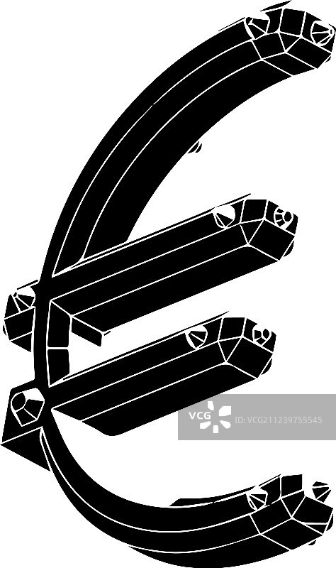 黑色3D欧元模型图片素材