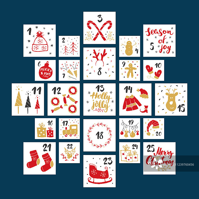 圣诞降临历手绘元素及图片素材