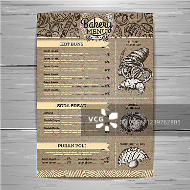 纸板上的复古面包店菜单设计图片素材