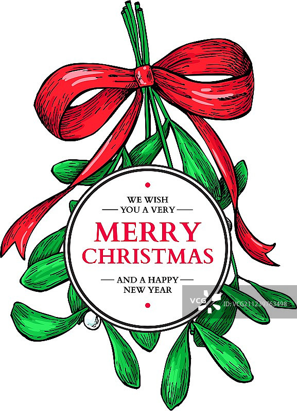 带蝴蝶结和丝带的圣诞卡片图片素材