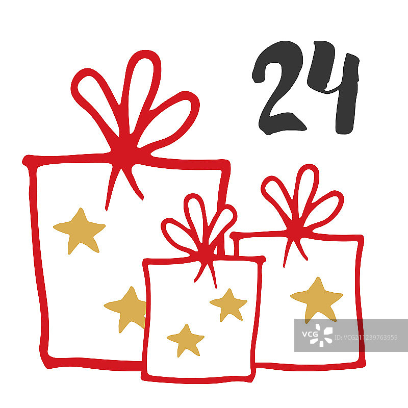 圣诞降临历手绘元素及图片素材