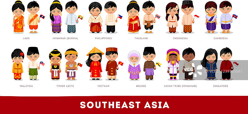 穿着东南亚民族服装的亚洲人图片素材