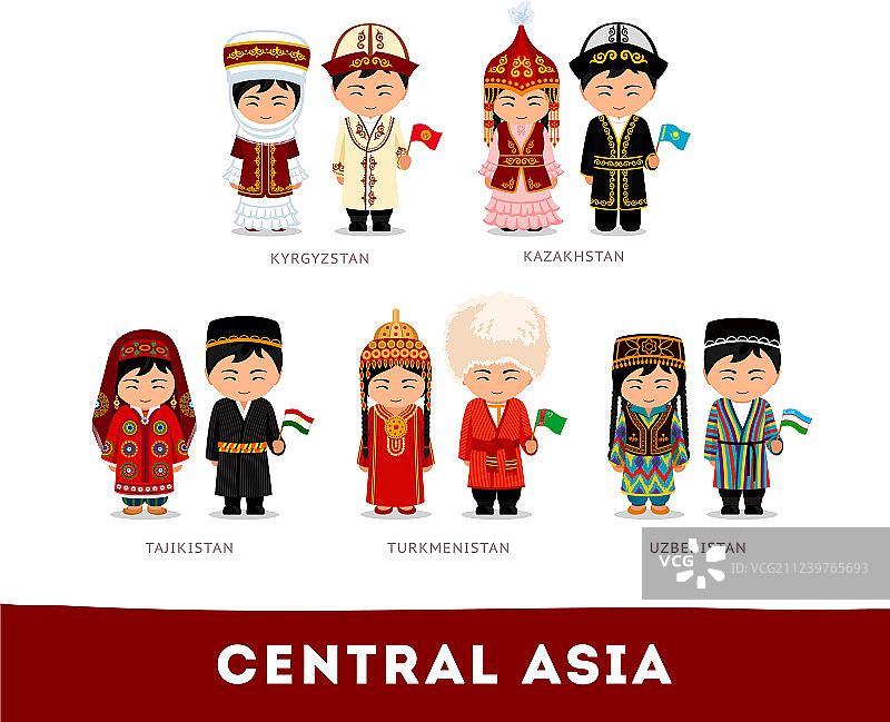 穿着中亚民族服装的亚洲人图片素材