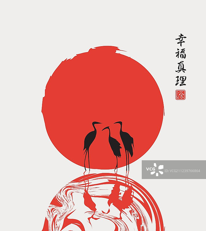 阳光背景下湖中的苍鹭图片素材