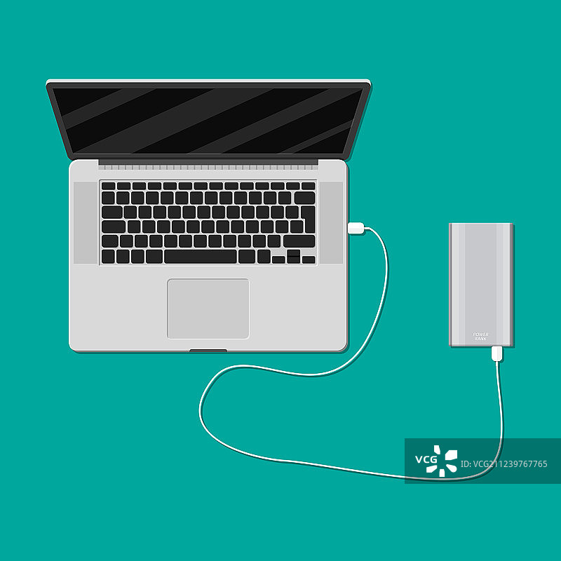 笔记本电脑通过充电宝充电图片素材