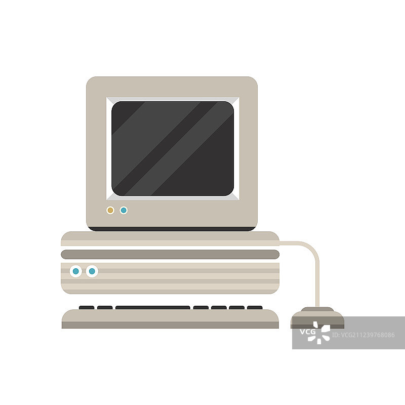 带键盘的复古个人电脑图片素材