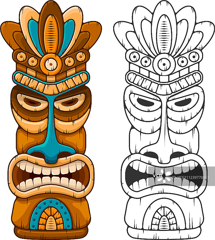 木制提基面具图片素材