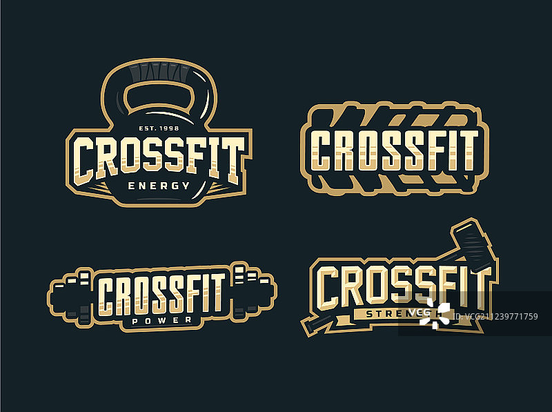 现代专业Crossfit标志图案集图片素材