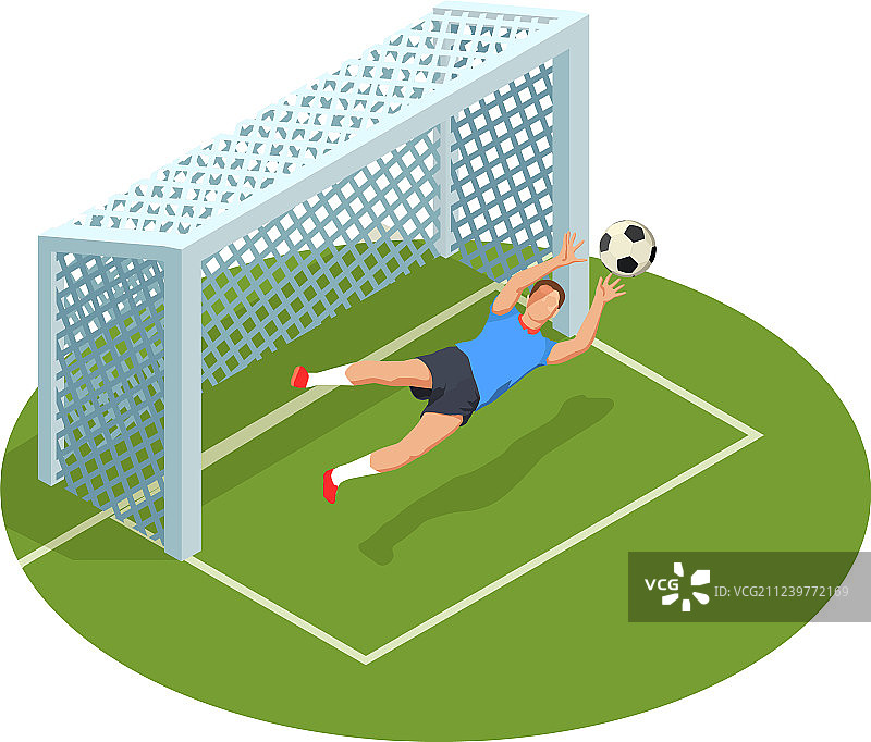 守门员扑救2.5D构图图片素材