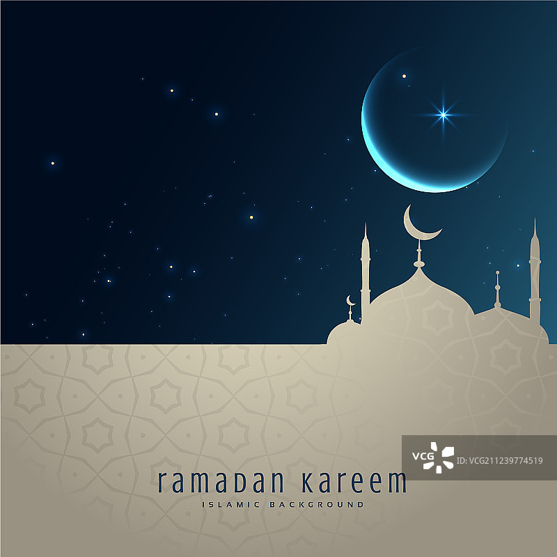 清真寺与月亮的美丽夜景图片素材