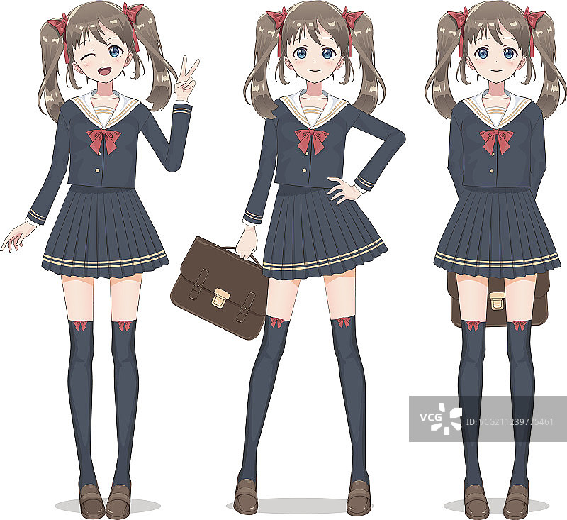 动漫漫画女学生裙子丝袜图片素材