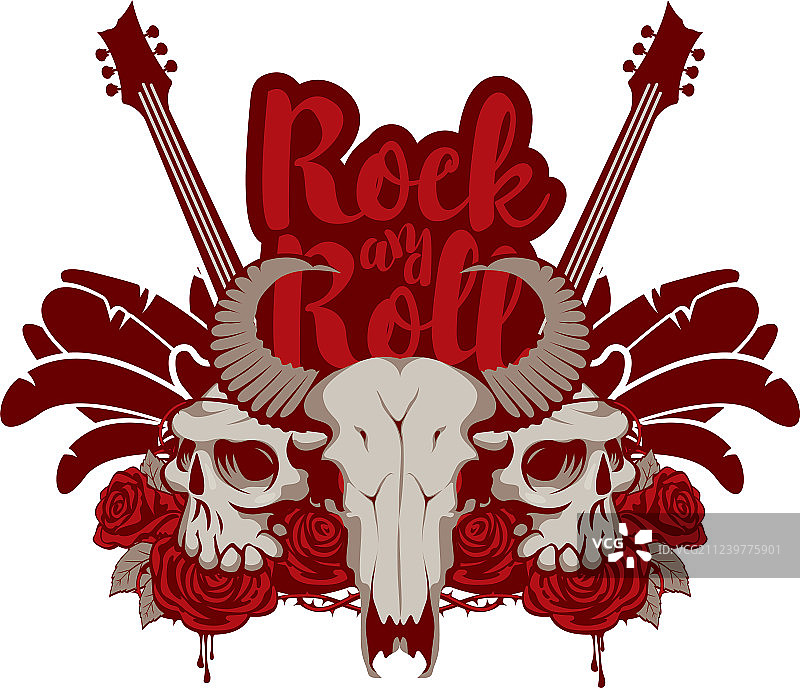 吉他骷髅玫瑰摇滚banner图片素材