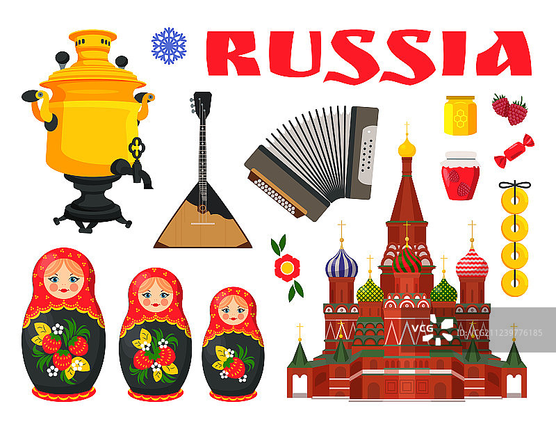 俄罗斯文化彩色元素合集图片素材