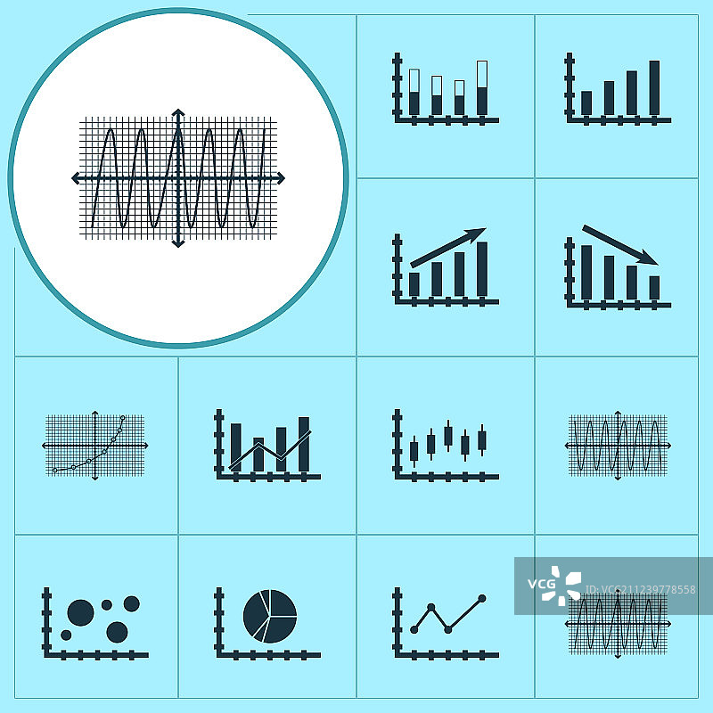 一组图表图表和统计图标图片素材