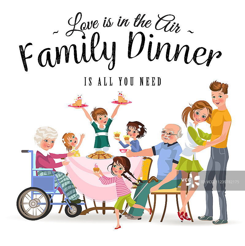 在家快乐用餐的家庭图片素材