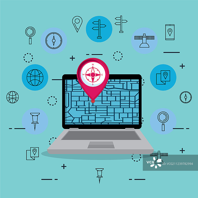 带有GPS导航软件的笔记本电脑图片素材