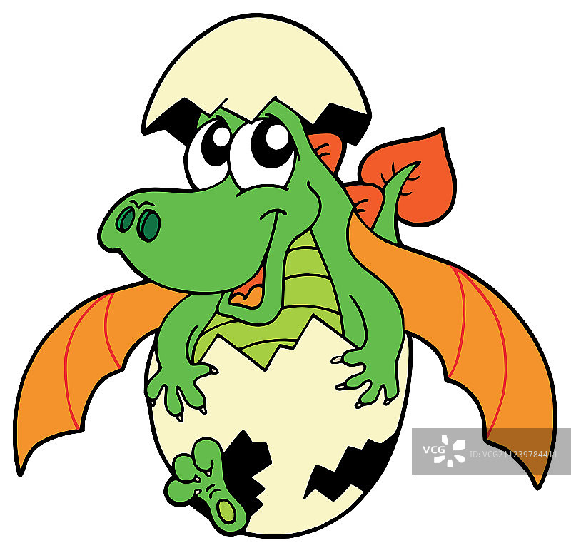 蛋壳里的可爱龙图片素材