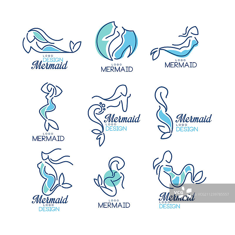 美人鱼Logo剪影设计图片素材