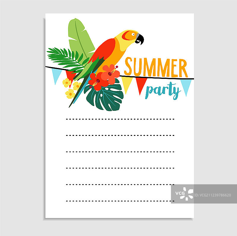 盛夏生日派对贺卡邀请函图片素材