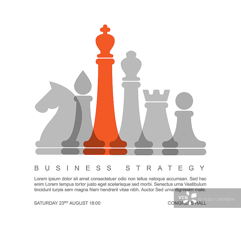 带有国际象棋的商业策略概念模板图片素材