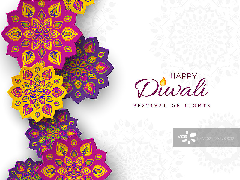 纸雕风格排灯节节日设计图片素材