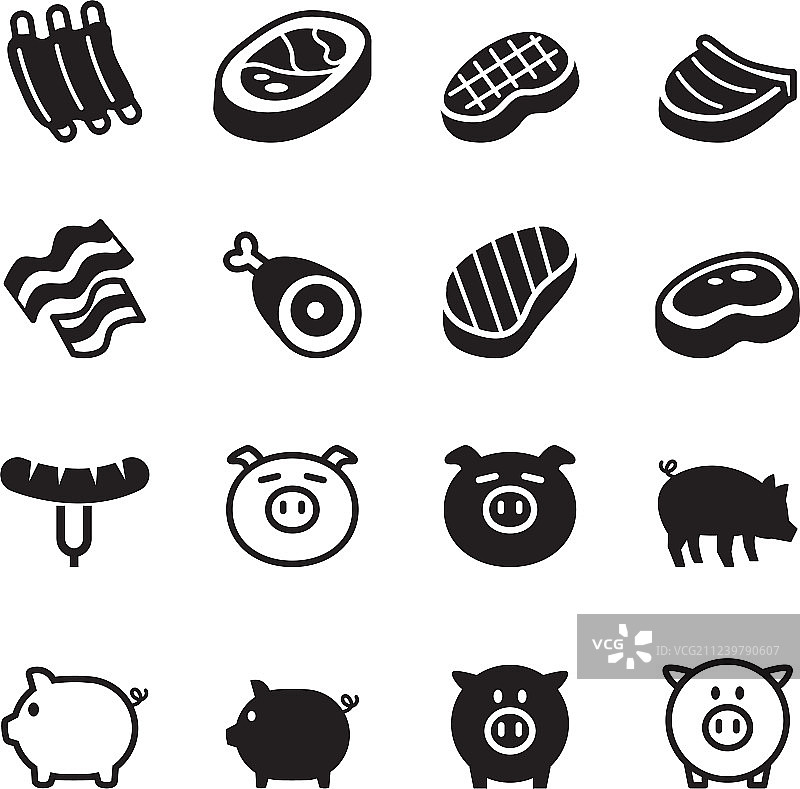 猪肉图标集图片素材