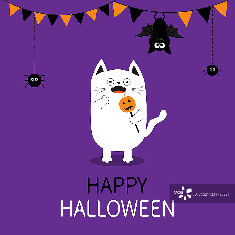 手持南瓜灯的恐怖猫图片素材